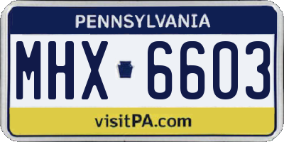 PA license plate MHX6603