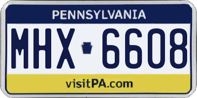 PA license plate MHX6608
