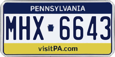 PA license plate MHX6643
