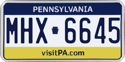 PA license plate MHX6645