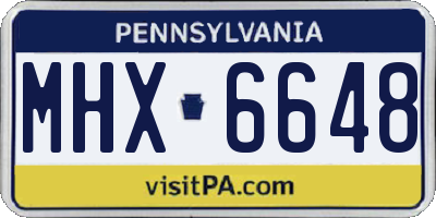 PA license plate MHX6648