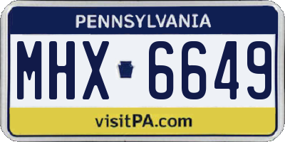 PA license plate MHX6649