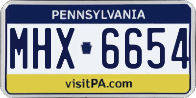 PA license plate MHX6654