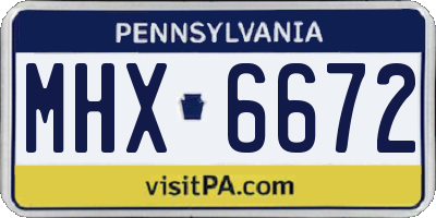 PA license plate MHX6672