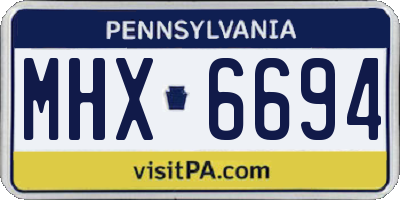 PA license plate MHX6694