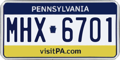 PA license plate MHX6701
