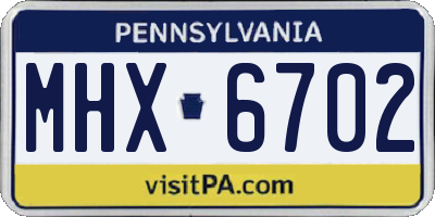 PA license plate MHX6702