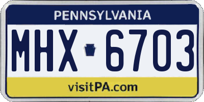 PA license plate MHX6703