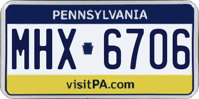 PA license plate MHX6706