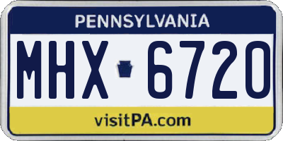 PA license plate MHX6720