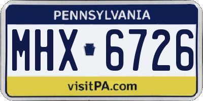 PA license plate MHX6726