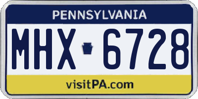 PA license plate MHX6728