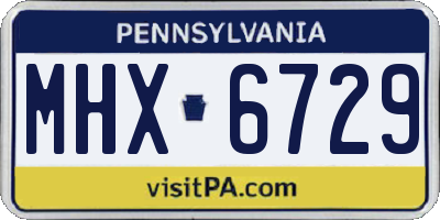 PA license plate MHX6729