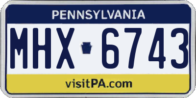 PA license plate MHX6743