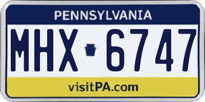 PA license plate MHX6747