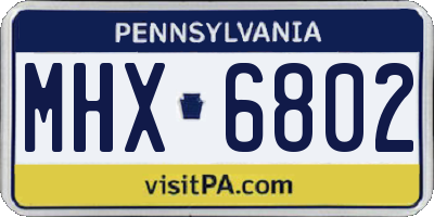PA license plate MHX6802