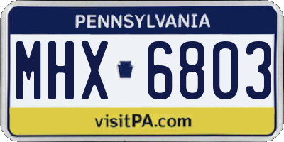 PA license plate MHX6803