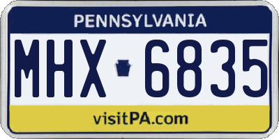 PA license plate MHX6835