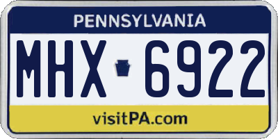 PA license plate MHX6922