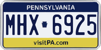 PA license plate MHX6925