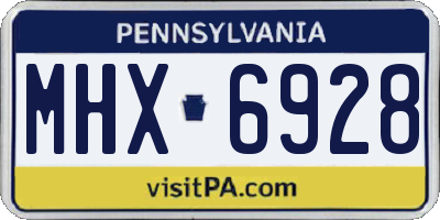 PA license plate MHX6928
