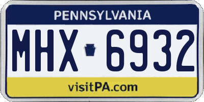 PA license plate MHX6932