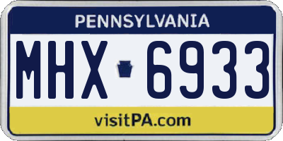 PA license plate MHX6933