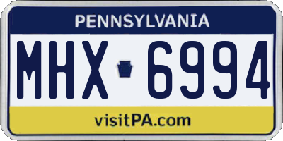 PA license plate MHX6994