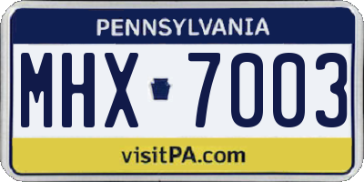 PA license plate MHX7003