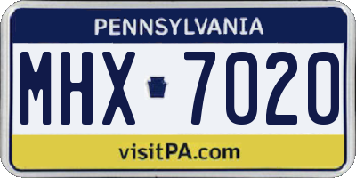 PA license plate MHX7020