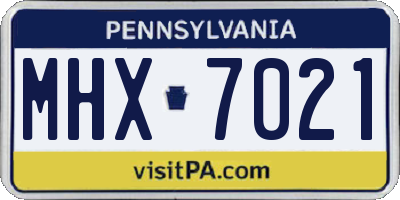 PA license plate MHX7021