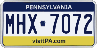 PA license plate MHX7072