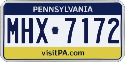 PA license plate MHX7172
