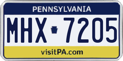 PA license plate MHX7205