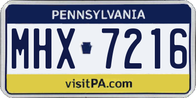 PA license plate MHX7216