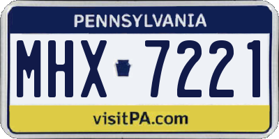 PA license plate MHX7221