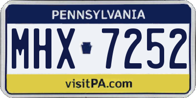 PA license plate MHX7252