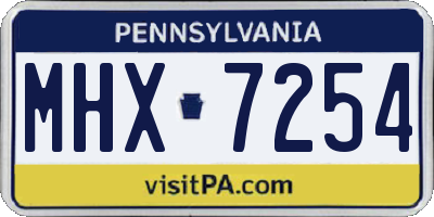 PA license plate MHX7254