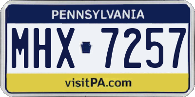 PA license plate MHX7257