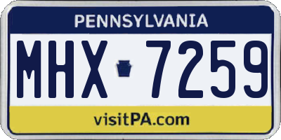 PA license plate MHX7259