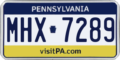 PA license plate MHX7289
