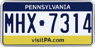 PA license plate MHX7314