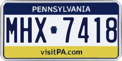 PA license plate MHX7418