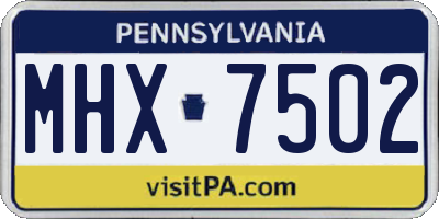 PA license plate MHX7502
