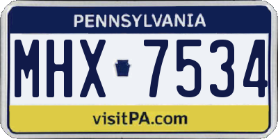 PA license plate MHX7534