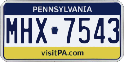 PA license plate MHX7543