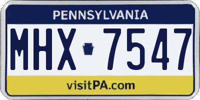 PA license plate MHX7547