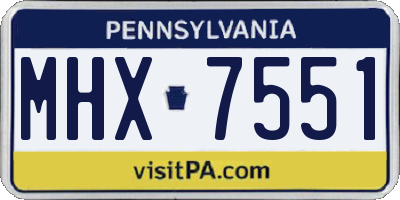 PA license plate MHX7551