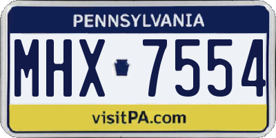 PA license plate MHX7554