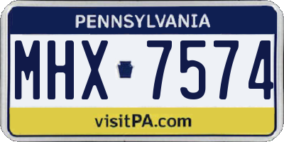 PA license plate MHX7574